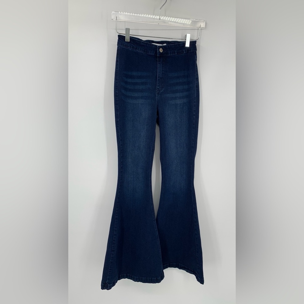 Kancan Jainey high rise flared jeans dark blue wash stretch women 27 7 - Picture 4 of 7